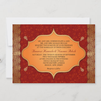 Gilded Edge Indian Frame Wedding Invitation