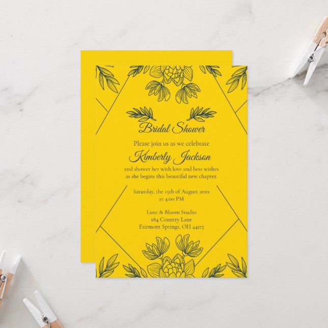 Gilded Elegance Bridal Shower Invitation (Front/Back In Situ)