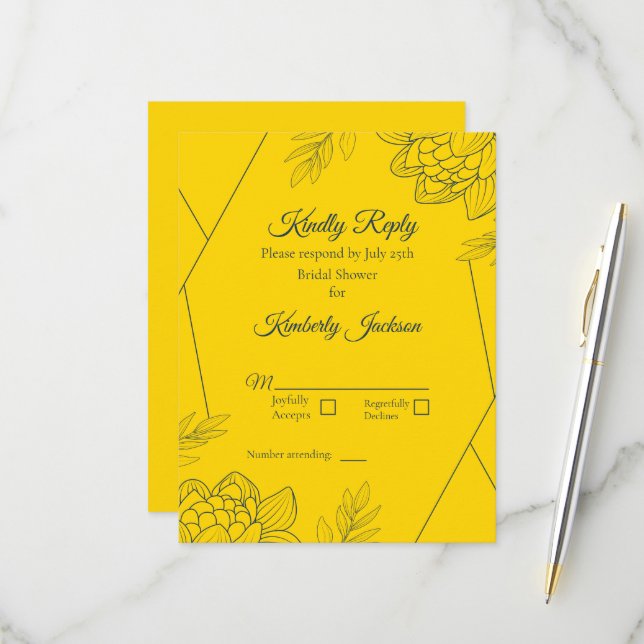 Gilded Elegance Bridal Shower RSVP Card (Front/Back In Situ)