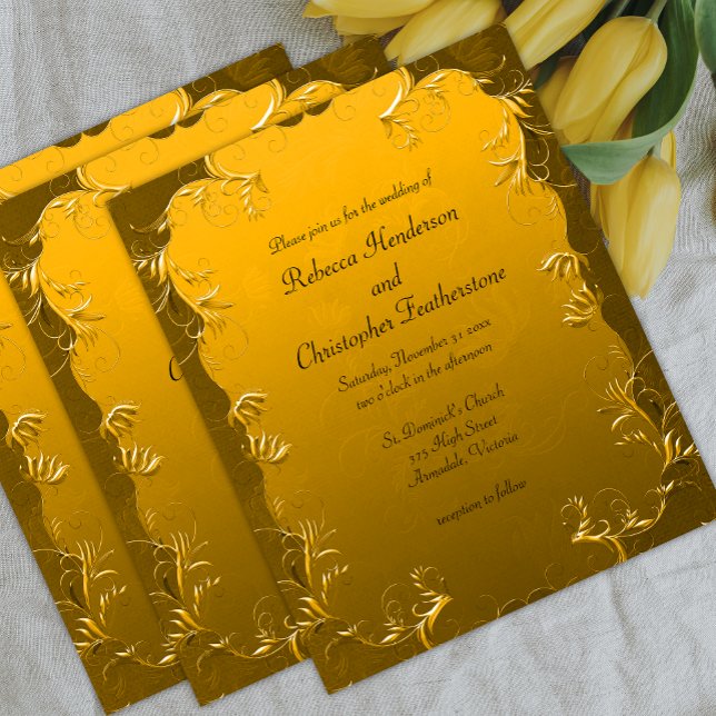 Gilded Elegance Golden Budget Wedding Invitation Flyer (Creator Uploaded)