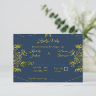 Gilded Elegance Horizontal Wedding RSVP Card