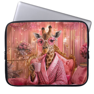Gilded Elegance in Pink Laptop Sleeve
