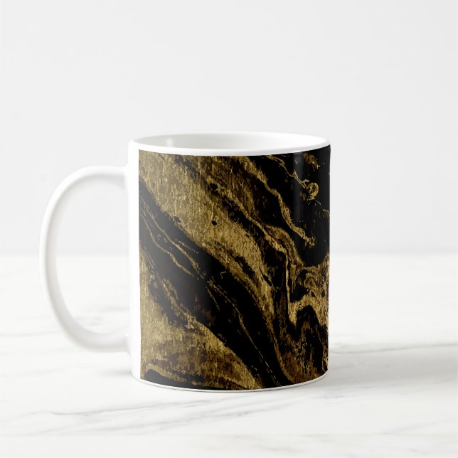 Gilded Elegance: Marbling's Splendid Magic Coffee Mug (Left)