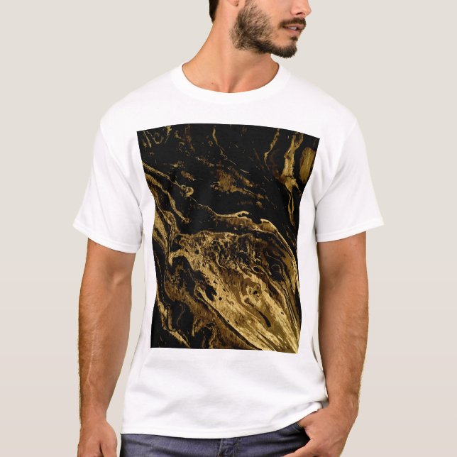 Gilded Elegance: Marbling's Splendid Magic T-Shirt (Front)