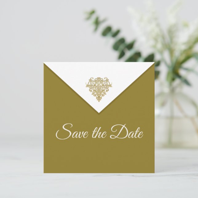 Gilded Elegance Save The Date (Standing Front)