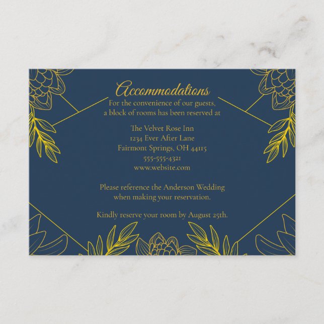 Gilded Elegance Wedding Accommodations Enclosure Card (Front)