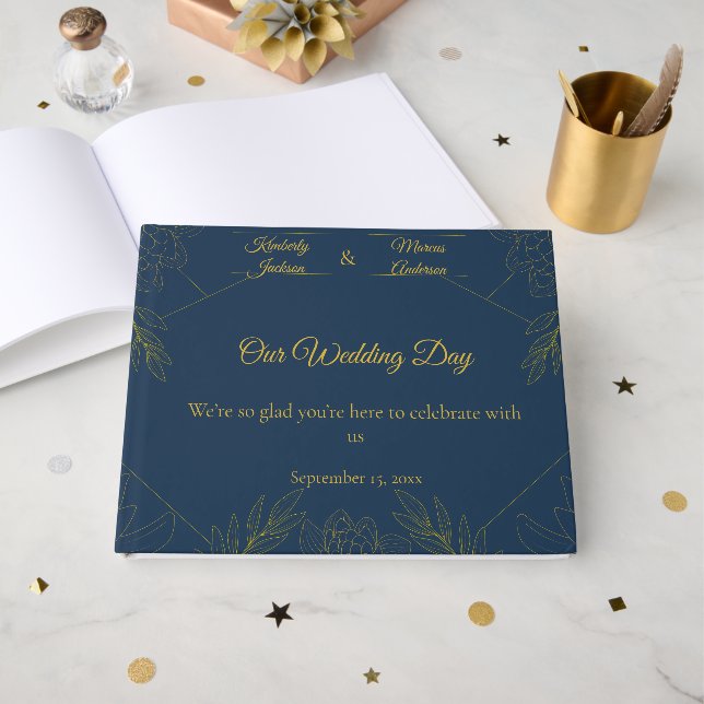 Gilded Elegance Wedding Guest Book (Front Open)