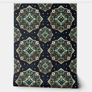 Gilded Emerald Mandala Wallpaper
