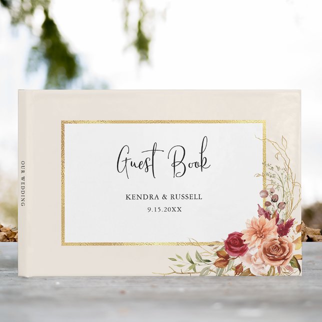 Gilded Fall Terracotta Floral Guest Book (Creator Uploaded)