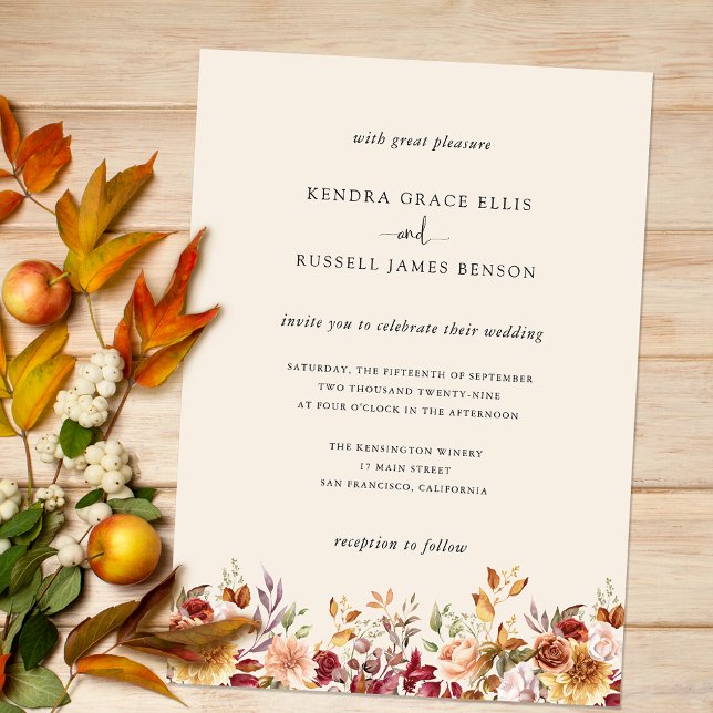 Gilded Fall Terracotta Floral Invitation (Creator Uploaded)