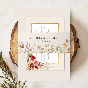 Gilded Fall Terracotta Floral Invitation Belly Band