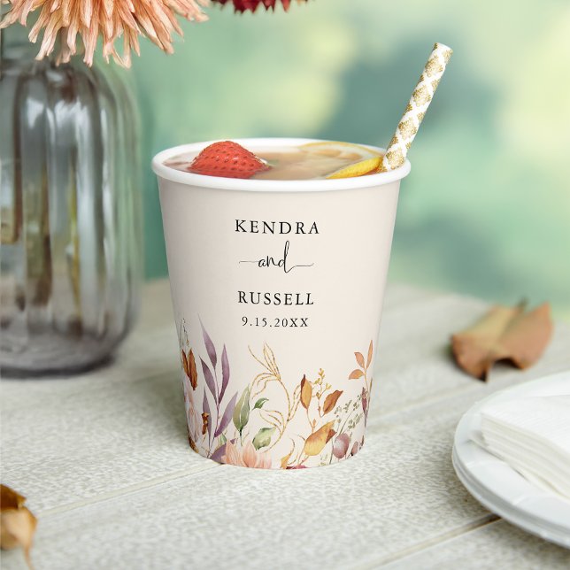 Gilded Fall Terracotta Floral Paper Cups (Creator Uploaded)