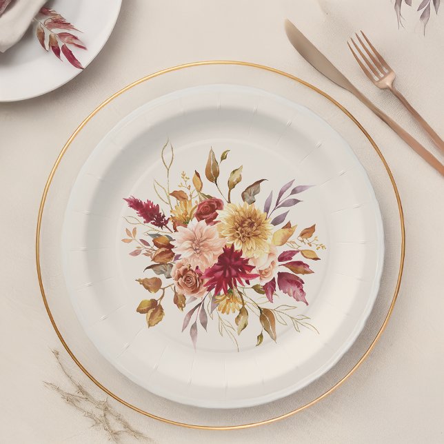 Gilded Fall Terracotta Floral Paper Plate (Creator Uploaded)
