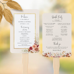 Gilded Fall Terracotta Floral Program Hand Fan