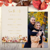 Gilded Fall Terracotta Floral Save the Date