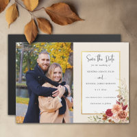 Gilded Fall Terracotta Floral Save the Date
