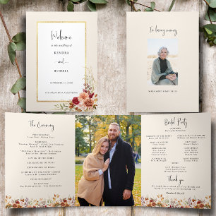 Gilded Fall Terracotta Floral Tri-Fold Programme