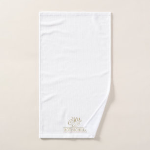 Gilded Faux Gold Calligraphy Bridal Mrs Gift  Bath Towel Set