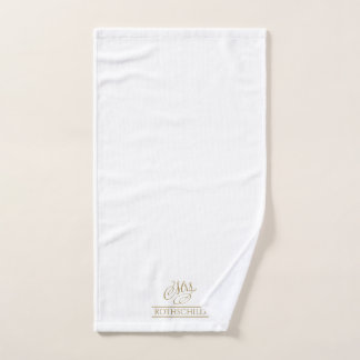 Gilded Faux Gold Calligraphy Bridal Mrs Gift  Bath Towel Set