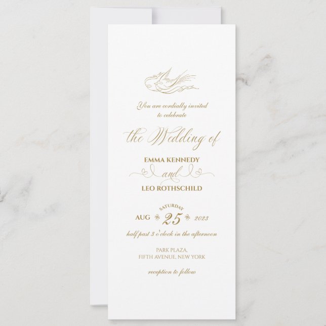 Gilded Faux Gold Calligraphy Romantic Wedding Invitation (Front)