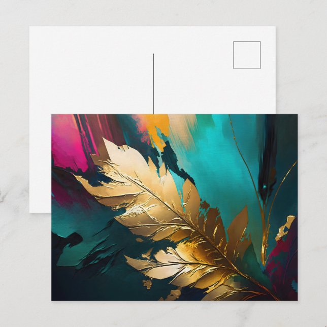 Gilded Feather – Luxe Abstract Elegance Postcard (Front/Back)