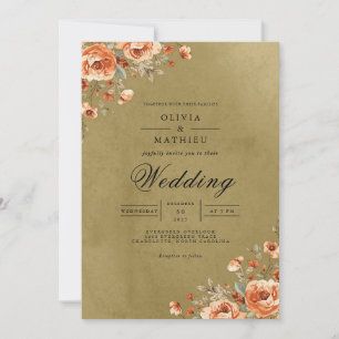 Gilded Floral Bloom Arch Wedding Invitation
