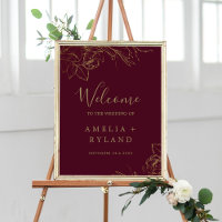 Gilded Floral Burgundy Gold Wedding Welcome