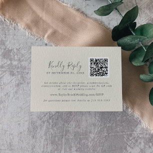 Gilded Floral Coordinate   Cream Grey QR Code RSVP Enclosure Card