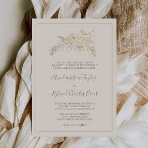 Gilded Floral   Cream and Gold Formal Wedding Invitation