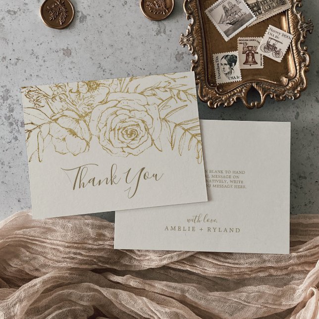 Gilded Floral | Cream and Gold Thank You (Creator Uploaded)