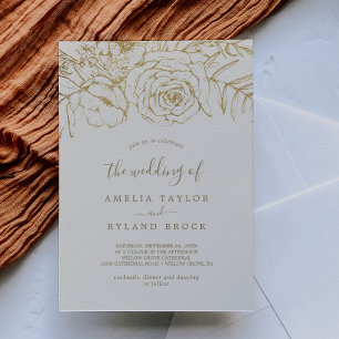 Gilded Floral   Cream and Gold The Wedding Of Invitation