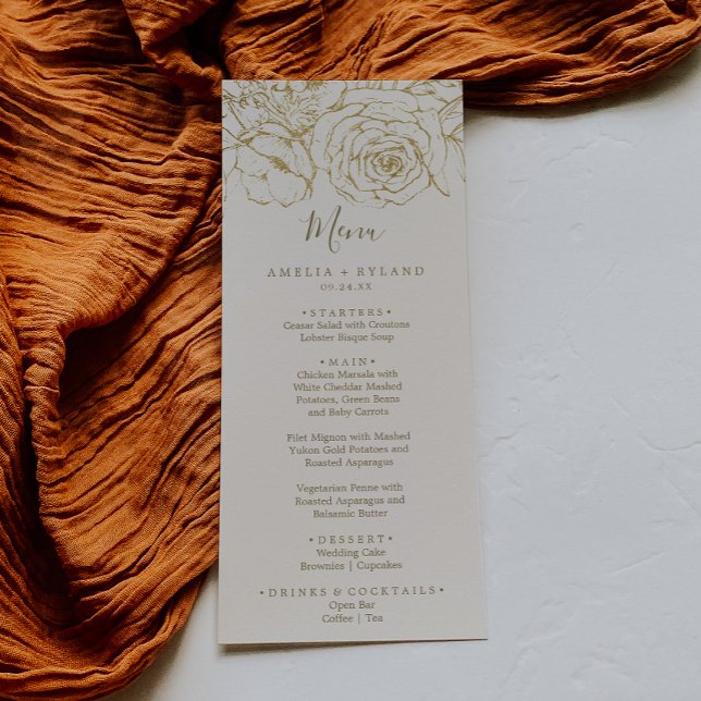 Gilded Floral | Cream and Gold Wedding Dinner Menu (Creator Uploaded)
