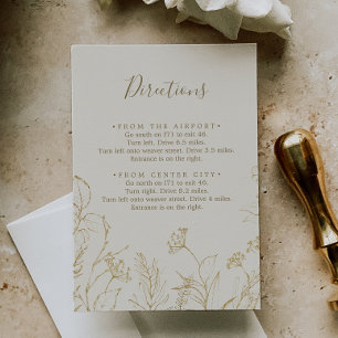 Gilded Floral   Cream Directions Enclosure Card