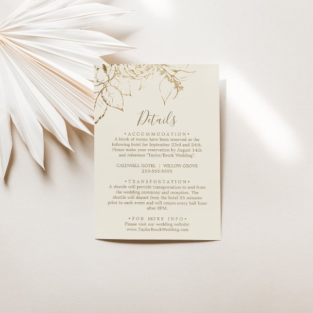 Gilded Floral Cream & Gold Details Enclosure Card (Creator Uploaded)