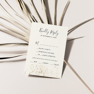 Gilded Floral Cream & Gold Faded Menu Choice RSVP