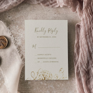 Gilded Floral   Cream Gold Simple RSVP Card