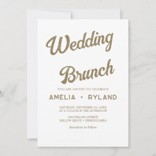 Gilded Floral Cream & Gold Wedding Brunch Invitation