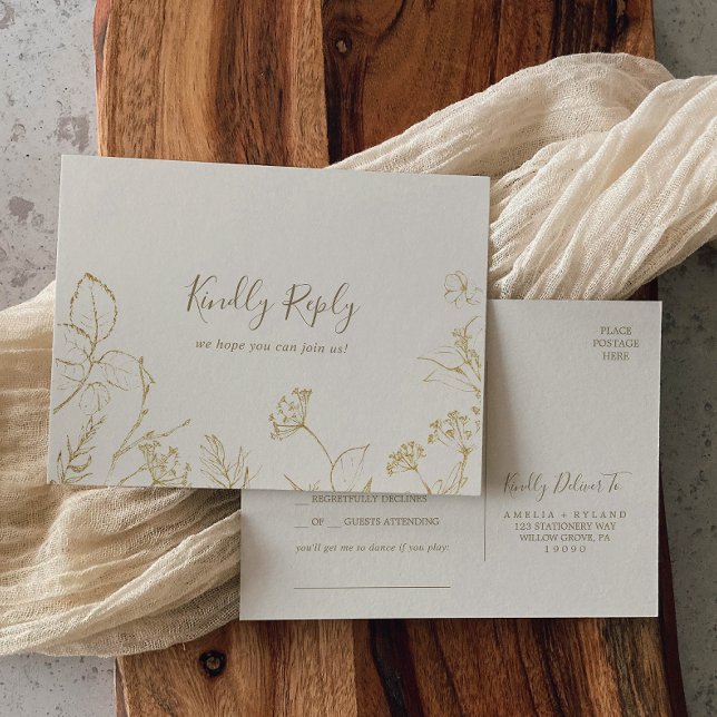 Gilded Floral | Cream Song Request RSVP Postcard (Creator Uploaded)