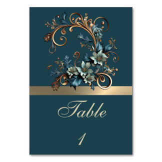 Gilded Floral Elegance Table Number