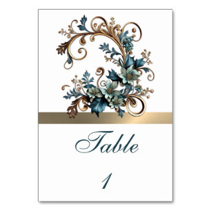 Gilded Floral Elegance Table Number
