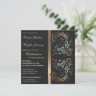 Gilded Floral Elegance Wedding Invitation