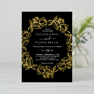 Gilded Floral Gold Foil Black Wedding