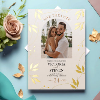 Gilded Floral | Gold Foil Cream Casual Wedding