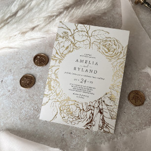 Gilded Floral   Gold Foil Cream Casual Wedding