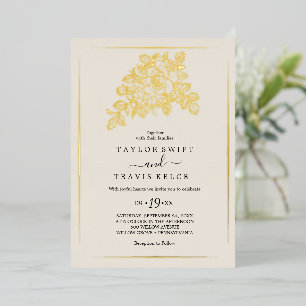 Gilded Floral   Gold Foil Cream Formal Wedding 