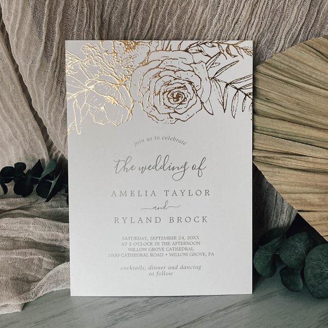 Gilded Floral | Gold Foil Cream The Wedding Of (Creator Uploaded)