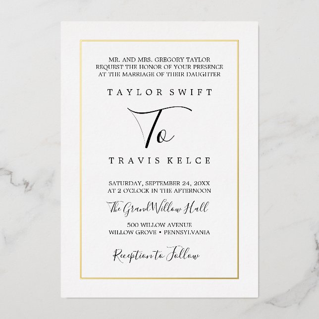  Gilded Floral | Gold Foil Formal Wedding  (Front)