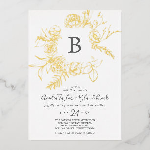 Gilded Floral   Gold Foil Monogram Wedding
