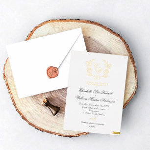Gilded Floral Monogram Wedding Invitations
