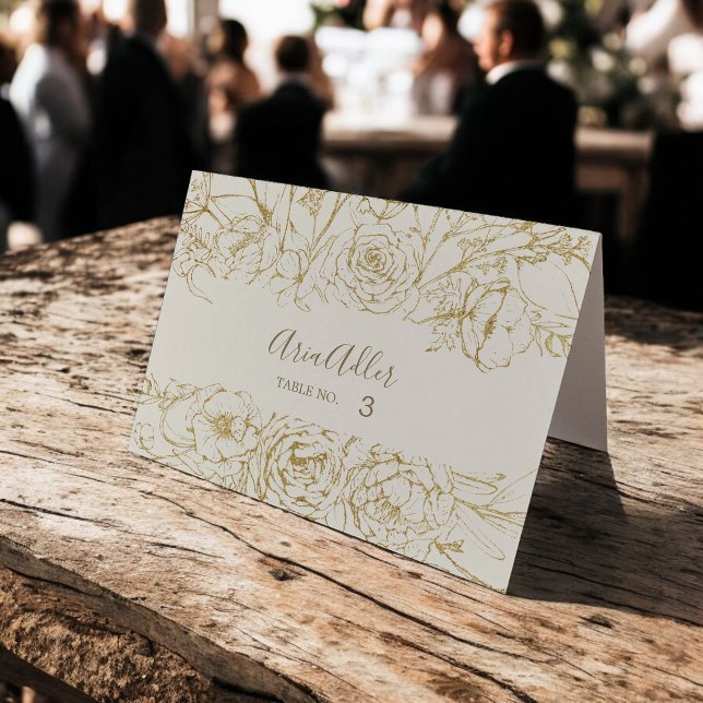 Gilded Floral Printable Cream and Gold Place Cards (Gilded Floral Printable Cream and Gold Place Cards)